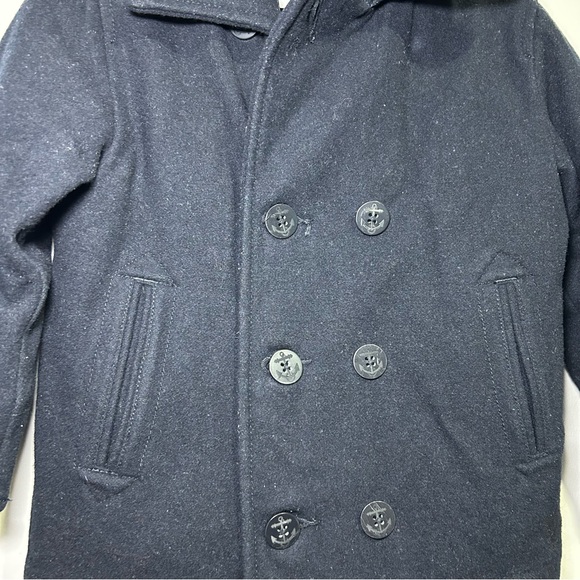 BABY GAP Boys Size 4 Dark Blue Pea Coat Wool Lapel collar, double-button front - Picture 4 of 10